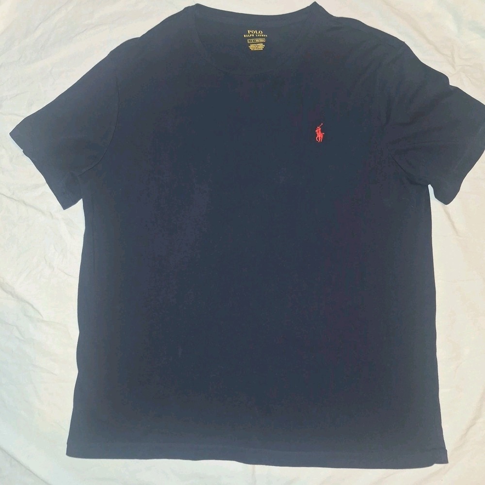 Polo Ralph Lauren Mens Blue Jersey Crewneck T-Shirt Red Pony Logo L